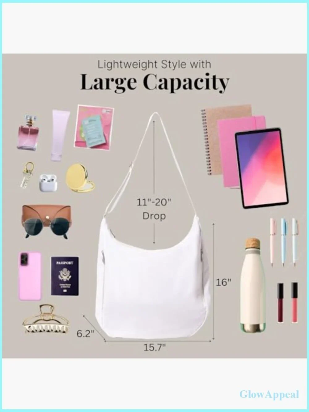 Lightweight Hobo Crossbody Bag - 15.7